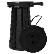 便攜式戶外露營可調節高度折疊凳椅, 黑色, 1個