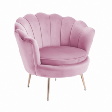 E-home Peacock孔雀時尚絨布餐椅 LKC008A-pk, 1個, 粉紅色