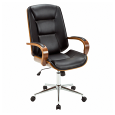 E-home Augstin奧古斯汀中高背曲木扶手電腦椅 TFC035A-blk, 黑色