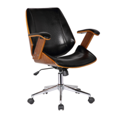 E-home Noah諾亞曲木扶手電腦椅 SKC012A-blk, 黑色