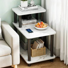 雙層小方桌 SJ007928N223V01 60 x 40 x 73cm 大理石白, 客廳邊桌, 小戶型適用