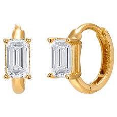 semijuwelry 女用14K祖母綠切割莫桑石易扣式耳環