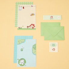 모던하우스 버터샵 멍솜이 밀크캣 편지지 4종 세트, 하우스 연못, 1세트