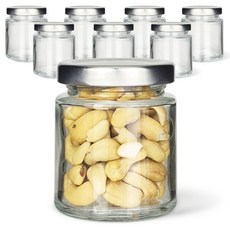 Mirkorea 圓形迷你密封罐 銀色 8入 + 姓名貼紙 8入 組, 1套, 100ml