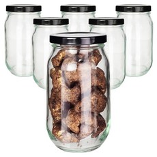 Mirkorea 高款 580 玻璃密封罐 黑色 + 標籤貼紙 8入組, 6個, 500ml