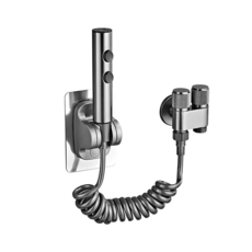 ANTIAN 一進二出馬桶沖洗噴槍套組, 廁所高壓水槍/水龍頭雙控角閥/馬桶清洗器/產婦噴水槍, 水鍍槍灰, 26 x 21 x 8cm