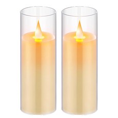 AHOYE 透明罩LED電子蠟燭/小夜燈2件組, 白色