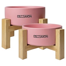 펫츠몬 반려동물 먹기편한 세라믹 식기, 핑크, 2개