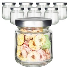 미르코리아 밀폐용기 일자형 100 유리병 실버 80ml 8p + 네이밍 스티커 8p 세트, 1세트