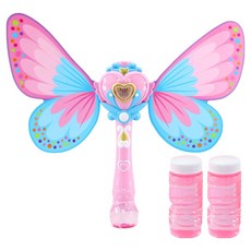 仙女蝴蝶精靈肥皂泡泡魔法棒+肥皂泡泡液 2入組, 1套, 粉紅色