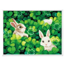 Blingbling 寶石十字繡薄框套裝 AB鑽 + 圓形鑽套組 30 x 40 cm, 1套, BL3040-075 幸運兔