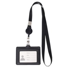 Birevo 證件掛繩卡套 環扣 橫式 110 x 75 mm, 黑色, 1個