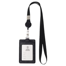 Birevo 識別證掛繩卡套 指環扣 直式 100 x 70 mm, 黑色, 1個