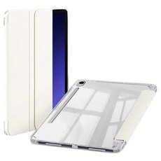S펜 수납 클리어 커버 케이스 갤럭시탭S8+/S7+/FE 크림 TM-35 + 태블리스 S펜 수납 클리어 커버 케이스, 1개