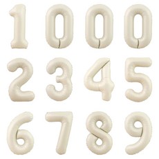 數字鋁箔氣球 40公分 12款套組, 1套, 奶油色