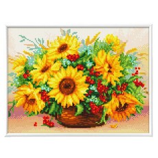 Blingbling 寶石十字繡薄框套裝 AB鑽 + 圓形鑽套組 30 x 40 cm, 1套, BL3040-013 向日葵之戀