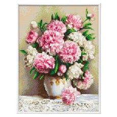 Blingbling 寶石十字繡薄框套裝 AB鑽 + 圓形鑽套組 30 x 40 cm, 1套, BL3040-032 芍藥花瓶