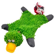 doongdoongpet 狗狗拔河遊戲玩具 捲毛綠頭鴨玩偶, 1個, 綠色