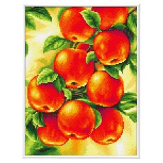 Blingbling 寶石十字繡薄框套裝 AB鑽 + 圓形鑽套組 30 x 40 cm, 1套, BL3040-022 招財紅蘋果-直式