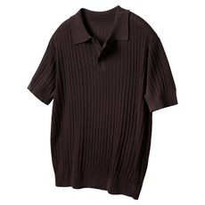 앨빈클로 남성용 버티컬 골지 카라 반팔 니트 DLX2914