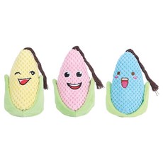 Meongyang 狗狗玉米啾啾沙沙聲磨牙玩具3件組, 1套, 藍色, 粉紅色, 黃色