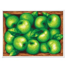 Blingbling 寶石十字繡薄框套裝 AB鑽 + 圓形鑽套組 30 x 40 cm, 1套, BL3040-018 招財青蘋果