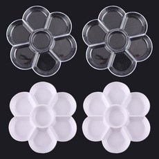 JJ 水彩 油畫 壓克力調色盤 白色 2p + 透明 2p 套組, 7格, 1套