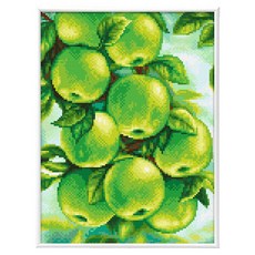 Blingbling 寶石十字繡薄框套裝 AB鑽 + 圓形鑽套組 30 x 40 cm, 1套, BL3040-021 招財青蘋果-直式