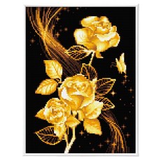 Blingbling 寶石十字繡薄框套裝 AB鑽 + 圓形鑽套組 30 x 40 cm, 1套, BL3040-030 黃金玫瑰