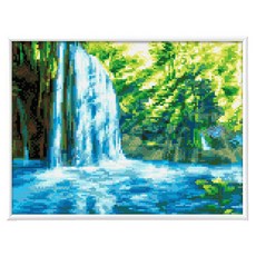 Blingbling 寶石十字繡薄框套裝 AB鑽 + 圓形鑽套組 30 x 40 cm, 1套, BL3040-047 杜登瀑布