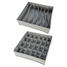 居家收納 內衣褲整理盒 抽屜整理隔板 7格 + 24格套組, 1套, 灰色