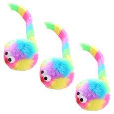 둥둥펫 고양이 소리나는 지렁이공 장난감, 레인보우, 3개