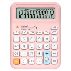 유니원 귀여운 디자인의 칼라 계산기 DC-20UC, 1개, 핑크레빗