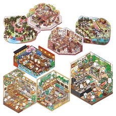 Lili World 3D 療癒我的商店居家裝飾貼紙 A + B 套組, 1套, 混色