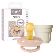 BIBS 컬러 스튜디오 고무 쪽쪽이 + 전용캡 세트, 2단계, 자스민 블러쉬, 1세트