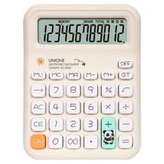 유니원 귀여운 디자인의 칼라 계산기 DC-20UC, 1개, 아이보리 팬더