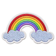 동대문단추왕 열접착식 자수 와펜 패치 무지개 구름 대, 혼합색상, 1개
