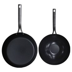 acacia home 電磁爐 鋁製 全鋼平底鍋 + 鋼製炒鍋 2件組, 1套, 單一顏色, 鋼製平底鍋 28cm + 鋼製炒鍋 24cm