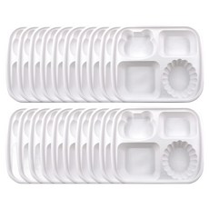 兒童用可重複使用四格分隔餐盤, 單一顏色, 20個