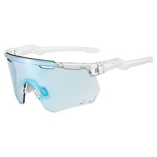 ROCKBROS 洛克兄弟 男女通用運動變色護目鏡 + 度數夾組合 SP323, 透明(鏡框) + 藍色(鏡片)