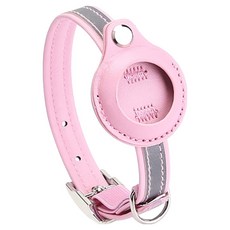 soonZAM 寵物AirTag項圈保護套 反光項圈 追蹤器, 粉紅色, 1個