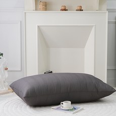Danjam 泡泡紗涼感靠墊 + 含枕套與枕芯 一般款, 素色炭灰色