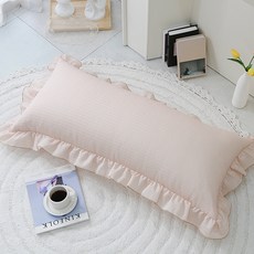 Danjam 泡泡紗涼爽靠背墊 + 枕套含棉芯 大荷葉邊款, 素色沙米