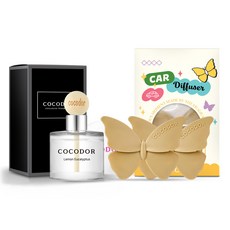 코코도르 차량용 우드볼 디퓨저 50ml + 솔리드 디퓨저 투웨이 세트, 레몬유칼립투스, 베이지플라워, 1세트