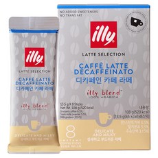 illy 意利 低咖啡因拿鐵即溶咖啡條, 1個, 8入, 13.5g