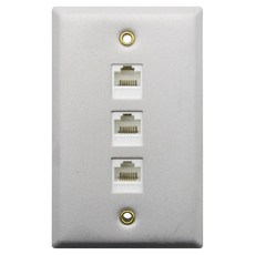 Coms 牆面面板 RJ45 3埠 鋁製 網路 牆壁嵌入式安裝, 1個, ND796