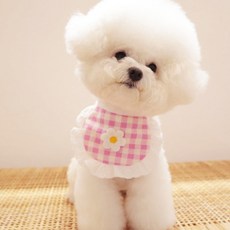 김멍냥 반려동물 플라워 케이프 턱받이, 핑크, 1개