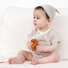 메르베 코튼매쉬 반팔 바디슈트 + 모자 세트 기본형