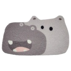 微笑可愛造型防滑浴室地墊, 1個, 河馬