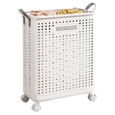 Wontique 可移動式折疊洗衣籃, 白色